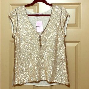 Calypso St Barth Gold Sequin Viscose shirt, NWT.